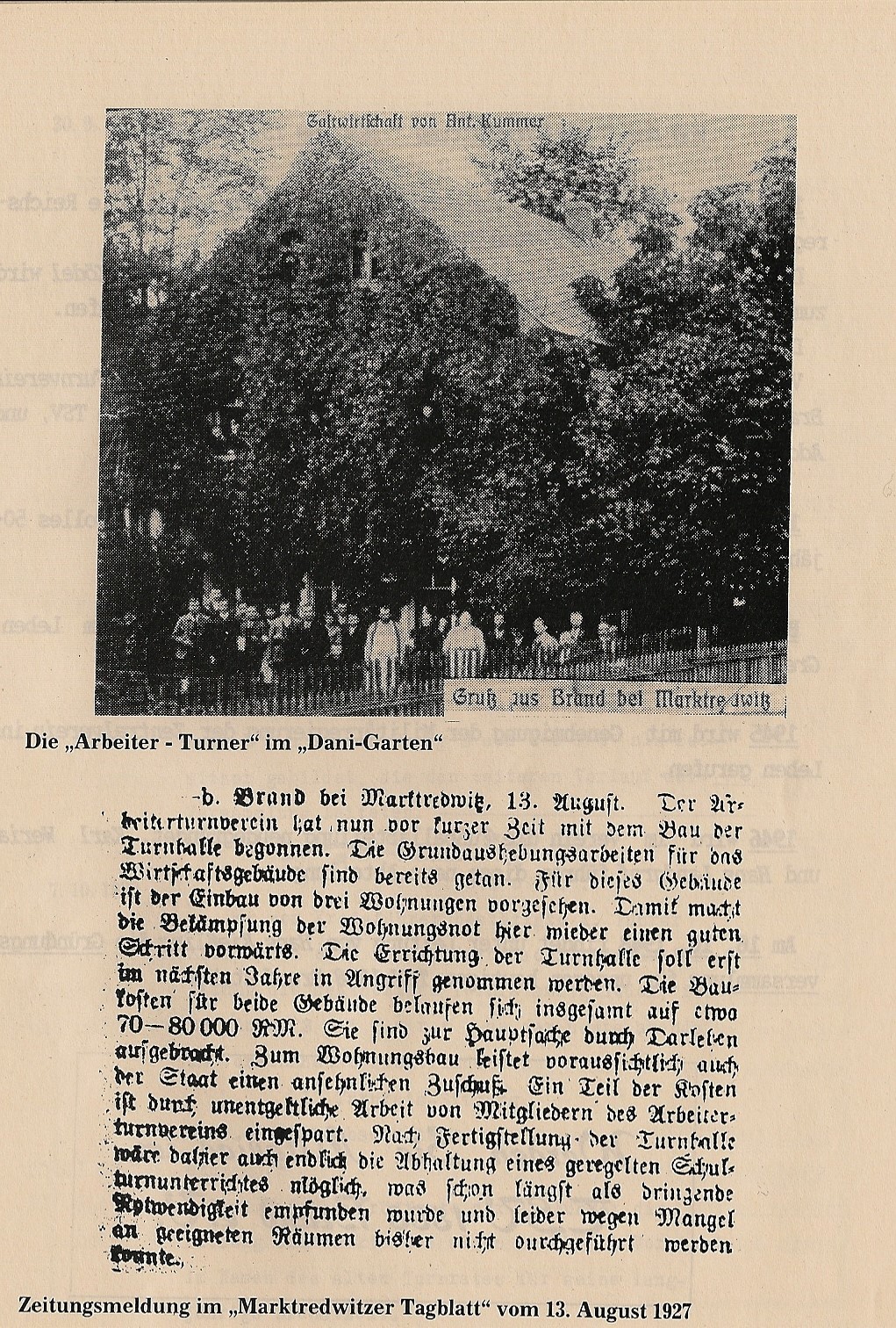1927 08 13 Zeitungsbericht Arbeiter Turner Brand